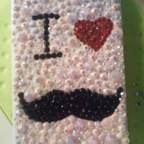 New Bling Crystal Sparkle I Love Beard w/Rhinestones iPhone 4/4S Case