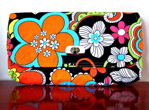 Mini Clutch - Flower Power Orange Hippie
