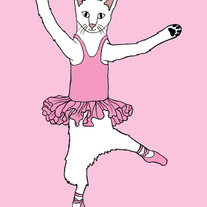 Cat doing ballet, 5x7 print