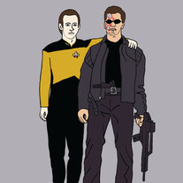 Terminator and Data best friends, 5x7 print