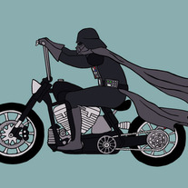 Darth Vader riding Harley, 5x7 print