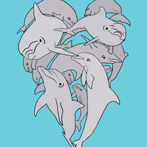 Dolphin Heart, 5x7 print