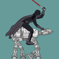 Darth Vader riding imperial walker, 5x7 print