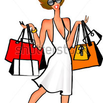 Stock-photo-fashion-cartoon-style-girl-holding-shopping-bags-9428455