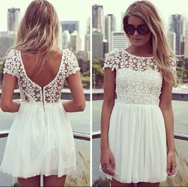 White Lace Dress Rounded Neckline With Opening In The Back Sold By Outletpad On Storenvy