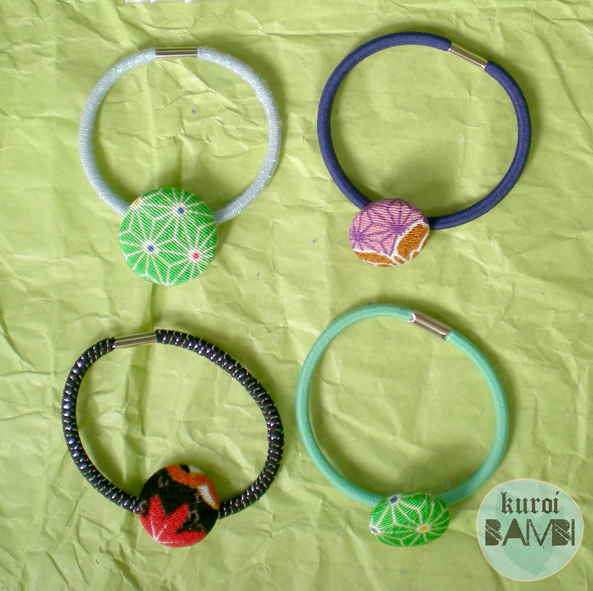 Japanese Kimono Fabric Hair Ties Pack 10 Kuroi Bambi Online