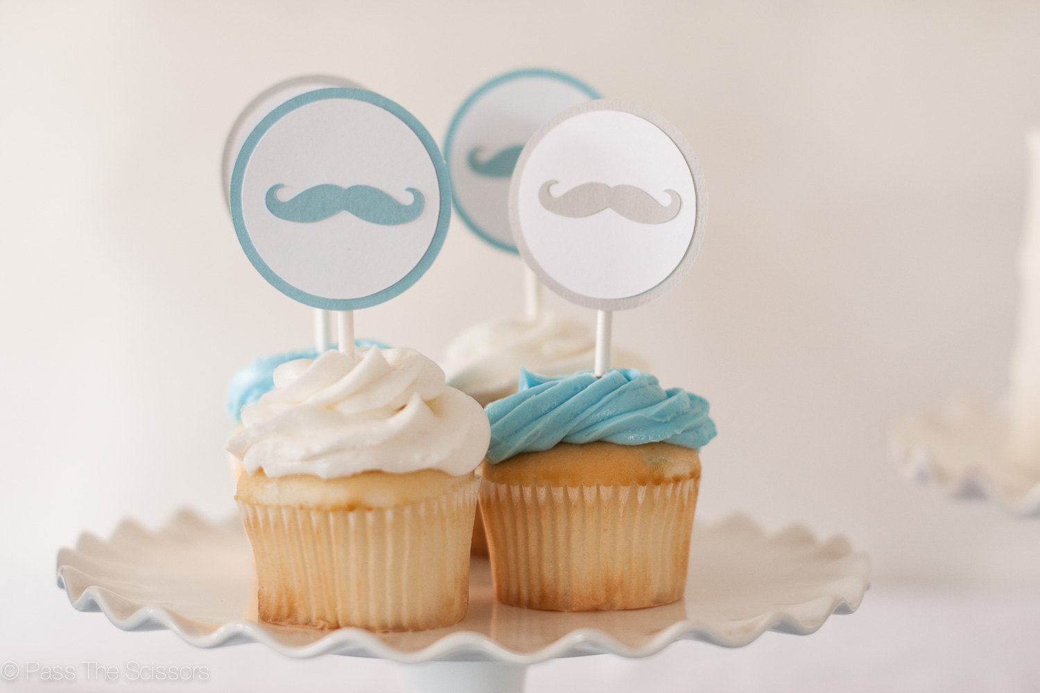Little Man Baby Shower Mustache Cupcake Toppers Boy Birthday