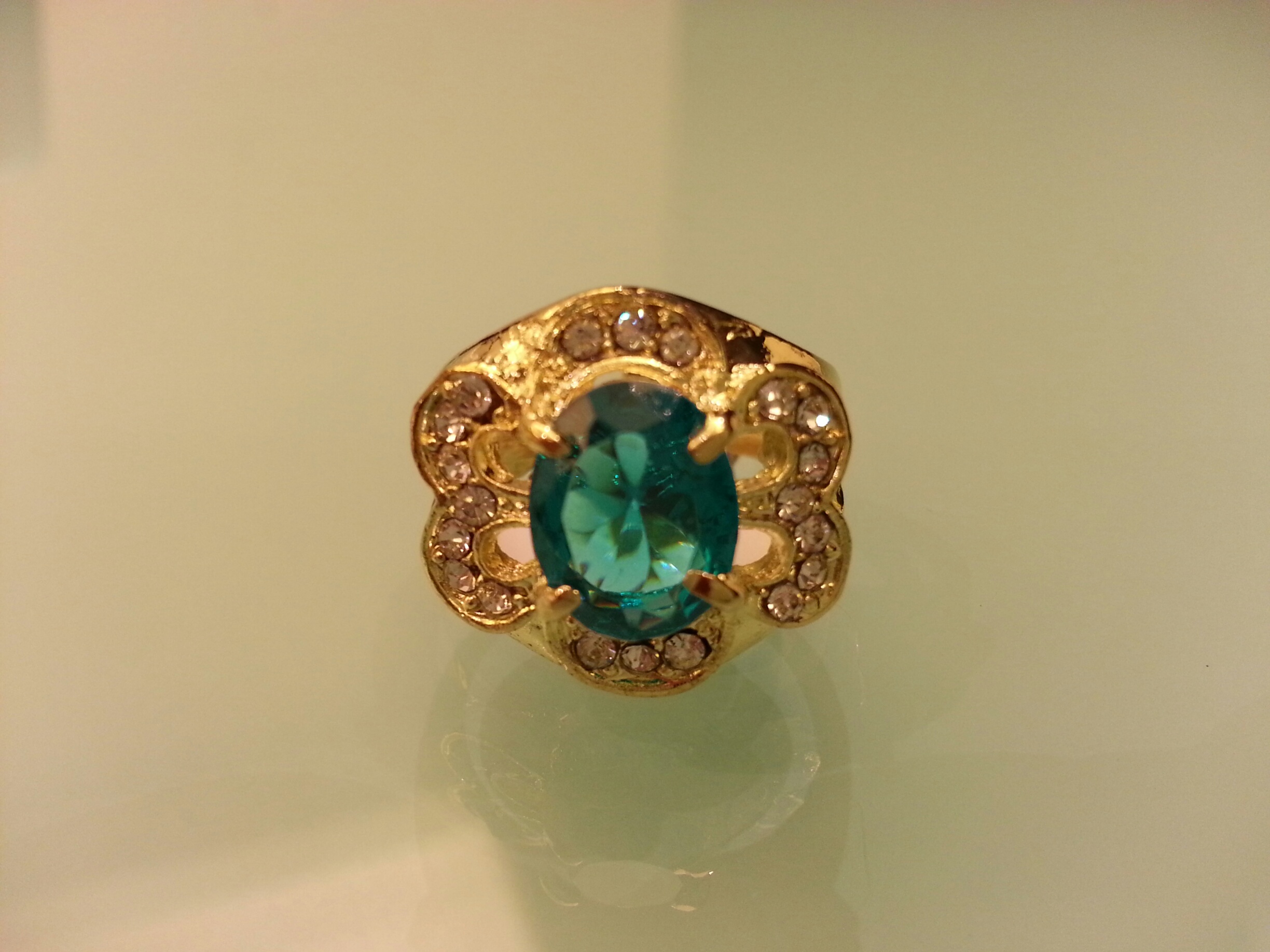 Ocean Blue CZ Gold Ring · Dollar Jewelry · 1 Dollar Jewelry Store Online