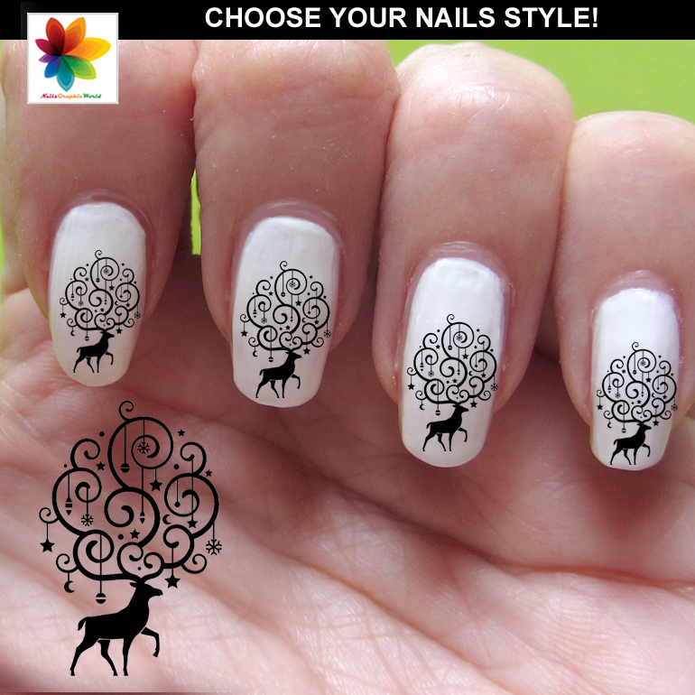 Christmas Nail Art Reindeer Nail Water Decals
