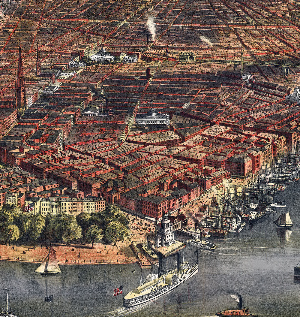 Framable Panorama Fine Art Wall art Reproduction Oswego New York in 1855 Antique Aerial Vintage Bird/'s Eye View Map Gicl\u00e9e