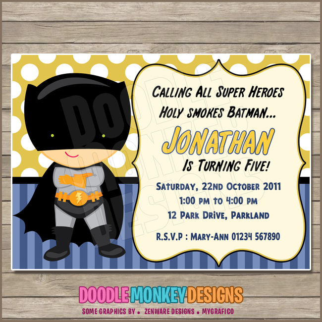 Batboy V1 Batman Party Invitation Diy Printable Digital Invite