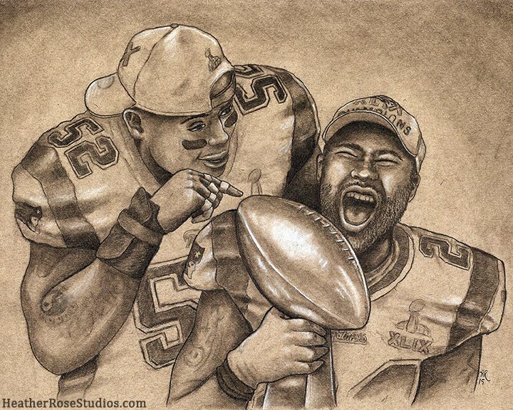 New England Patriots Revis And Casillas With The Lombardi Trophy Original Drawing Smoke Honey Online Store Powered By Storenvy