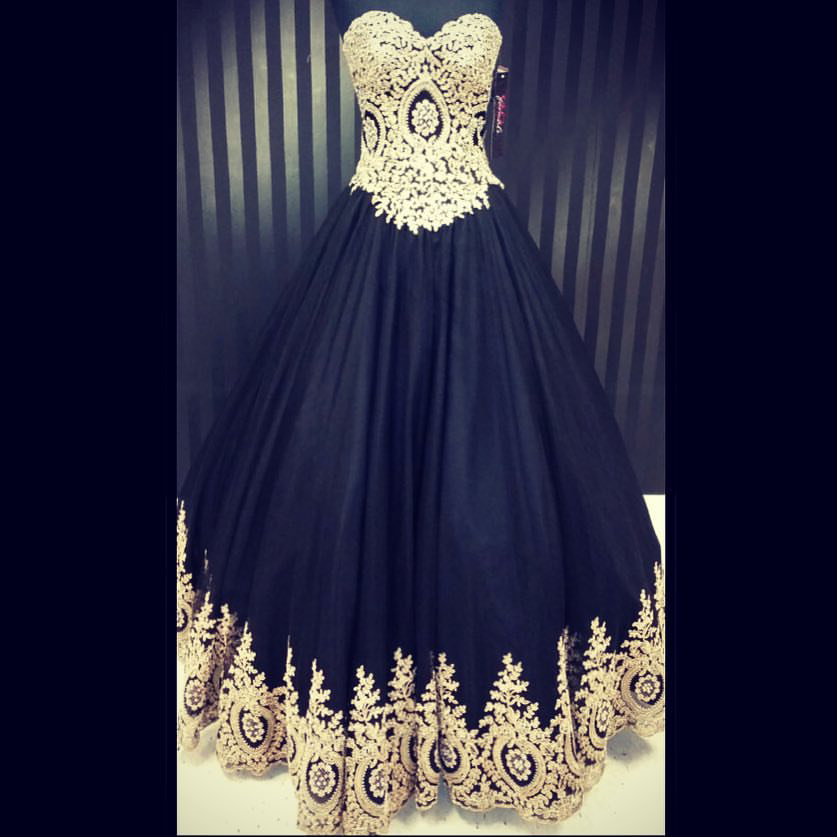 Black and Gold Prom Dresses Ball Gown