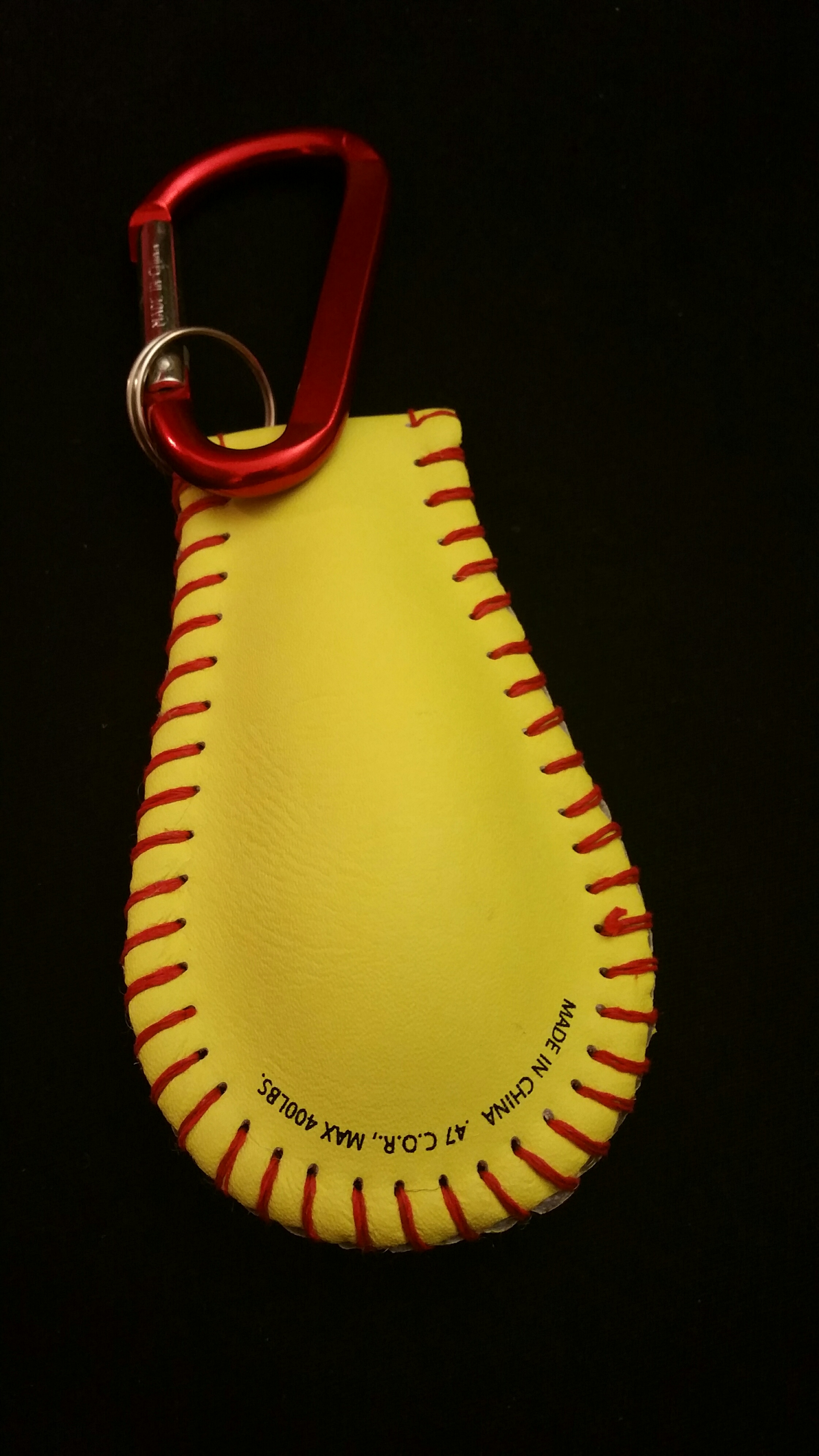 Softball Keychain with Jeweled Carabineer on Storenvy