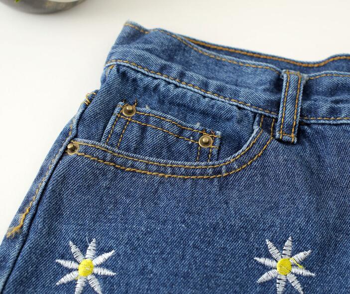 sunflower embroidered jeans