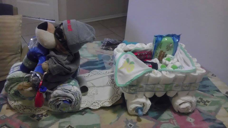 tricycle diaper cake with wagon