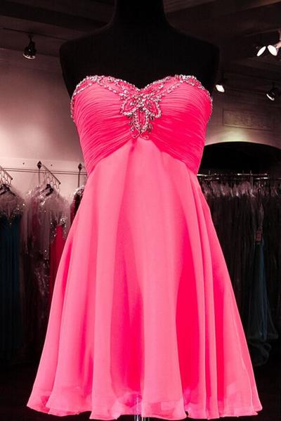 Hot Pink Short Strapless Dress