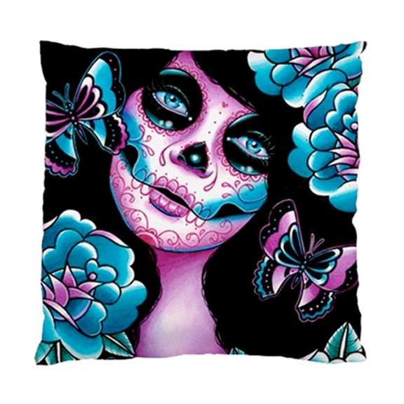 Pillow Case Colorful Day Of The Dead Sugar Skull Girl Tattoo