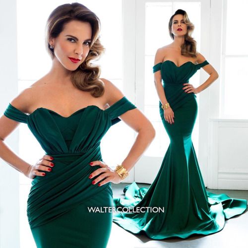 green satin off the shoulder dress