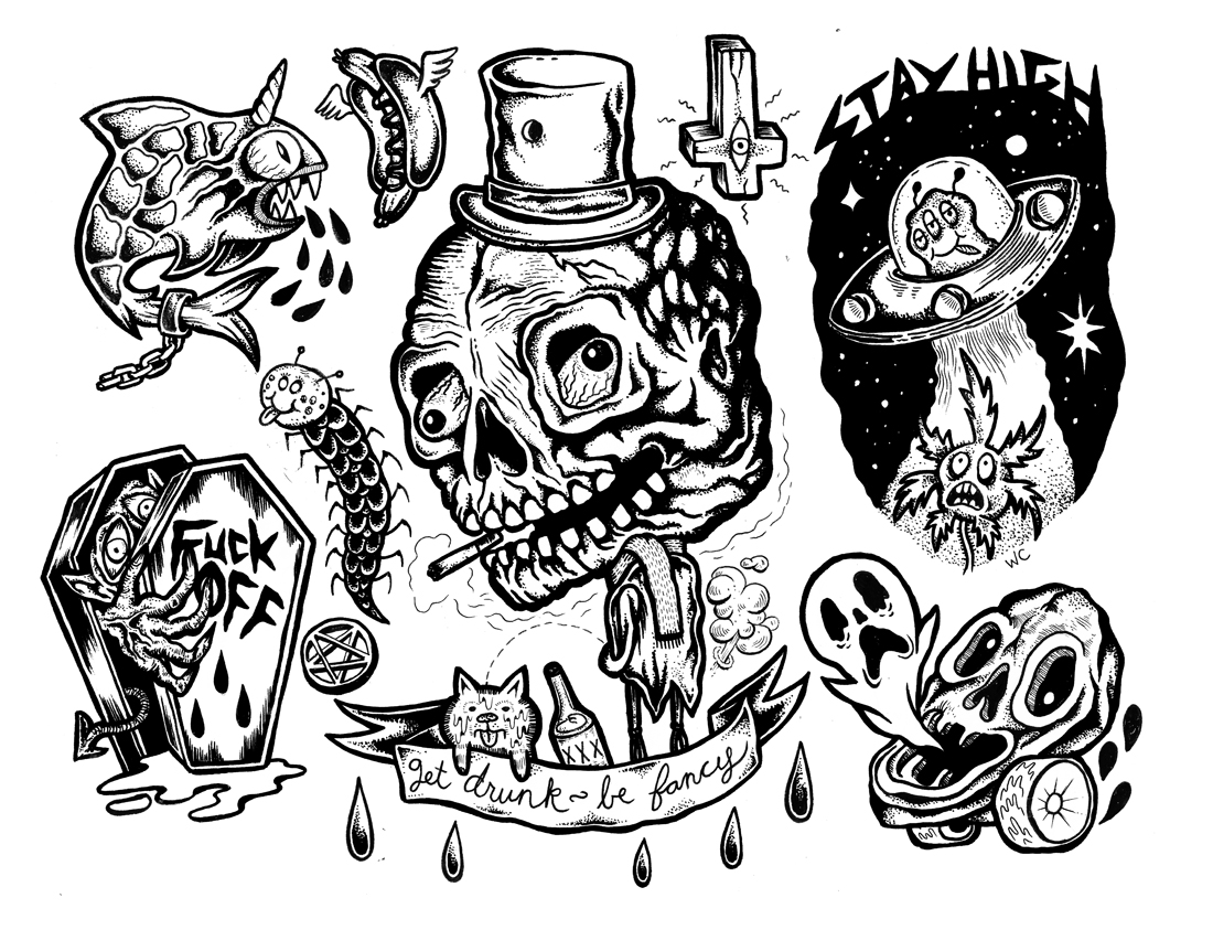 tattoo flash sheet on storenvy