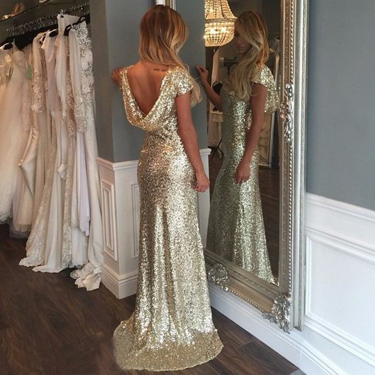 long sleeve gold sequin bridesmaid dresses