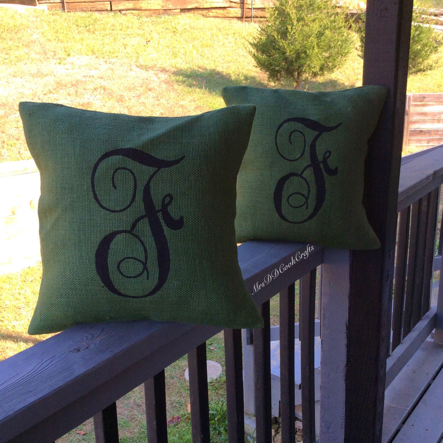 Burlap Pillow Monogram Burlap Pillow Rustic Pillow Throw Pillow