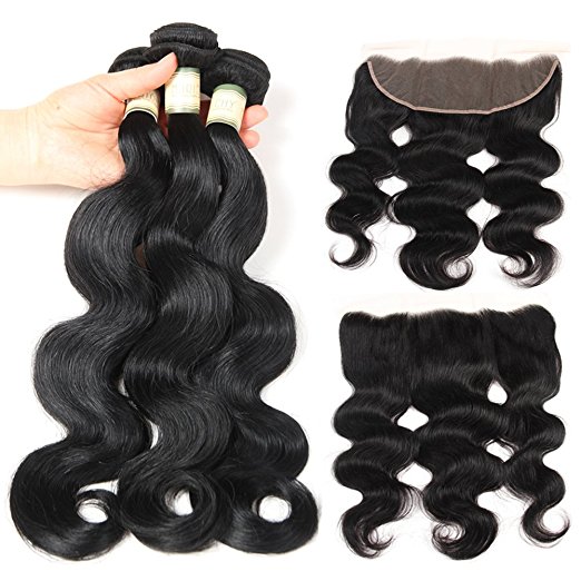 3 Bundle Deals With Frontal Brazilian Virgin Hair Body Wave Sold