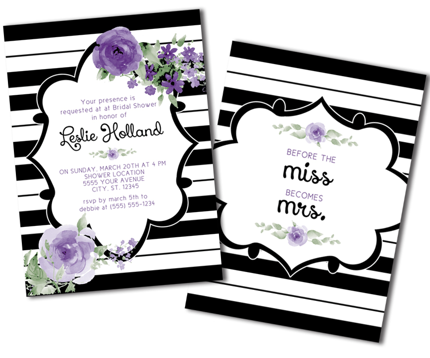 Purple Flower Bridal Shower Invitations Sold By Metro Events