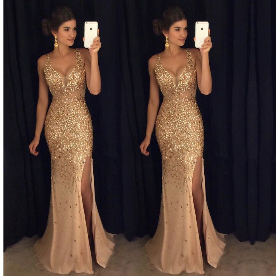 Green and Gold Prom Dresses