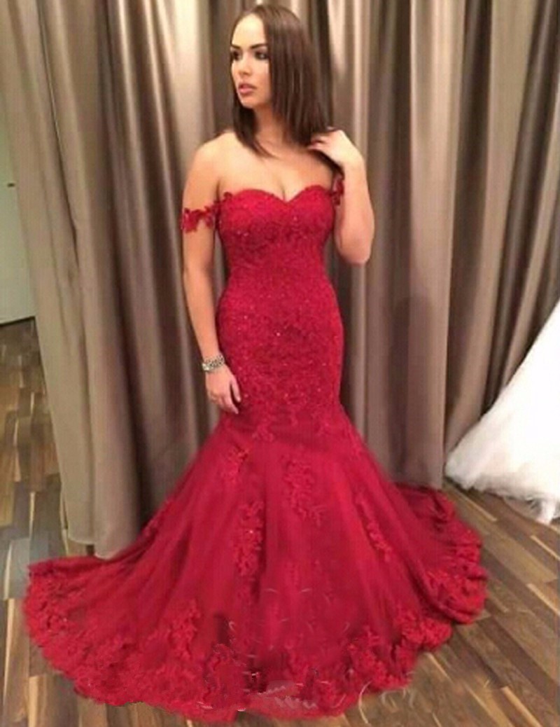Red Tulle with Lace Dresses