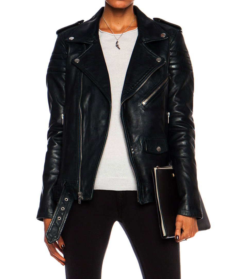 Womens Leather Jacket Genuine Lambskin Real Biker Motorcycle Slim Fit Coat Black