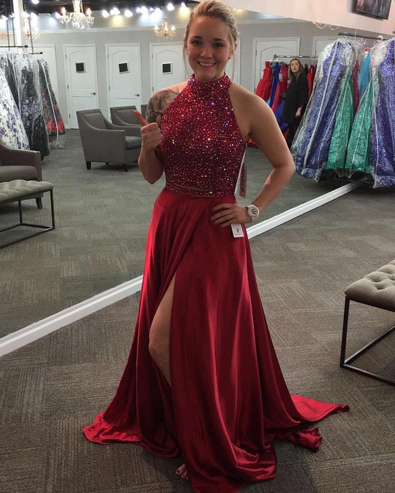 High Neck Halter Prom Dresses