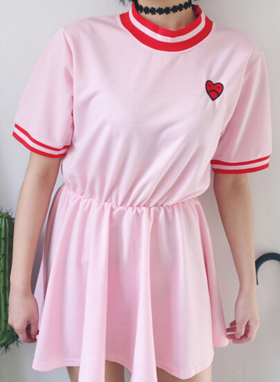 pink and red heart dress