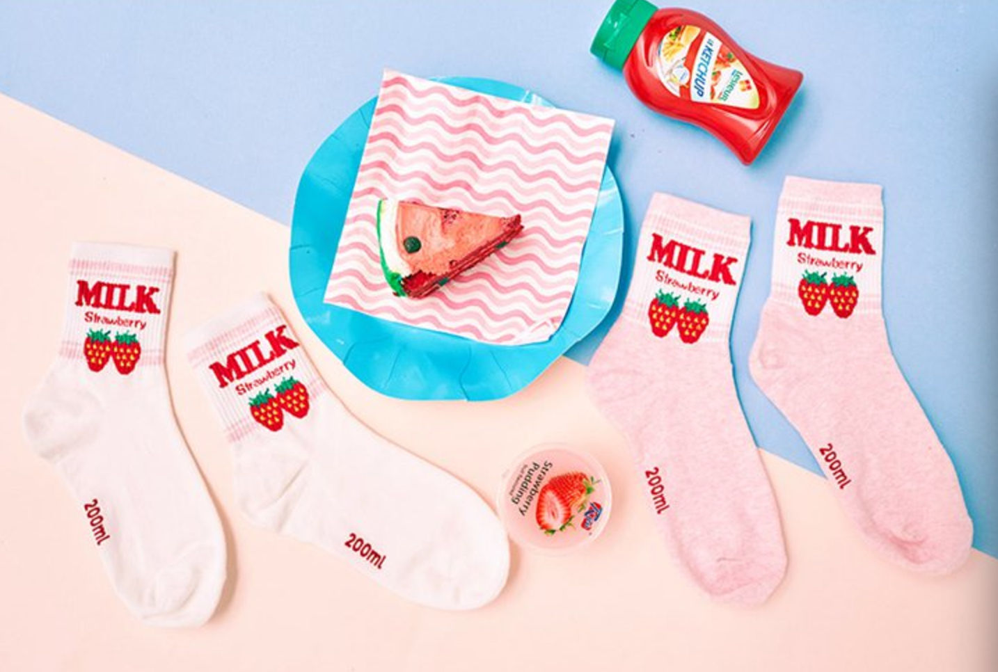 200ML STRAWBERRY MILK SOCKS ( 2 colors ) on Storenvy