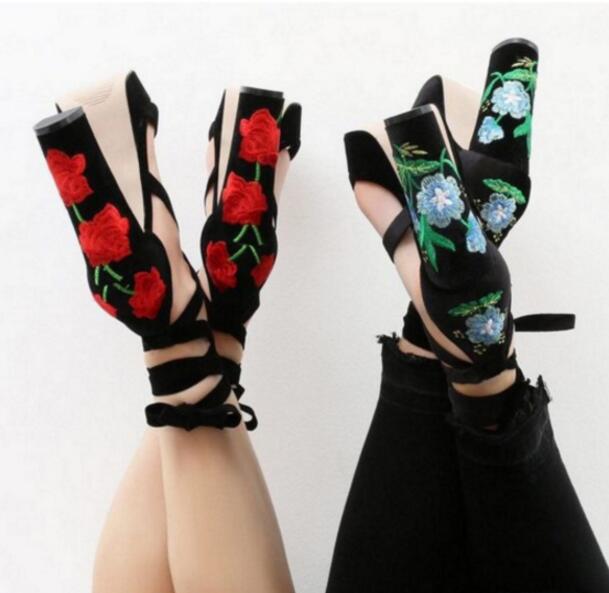 *Free Ship* Rose Embroidered High Heel Sandals on Storenvy