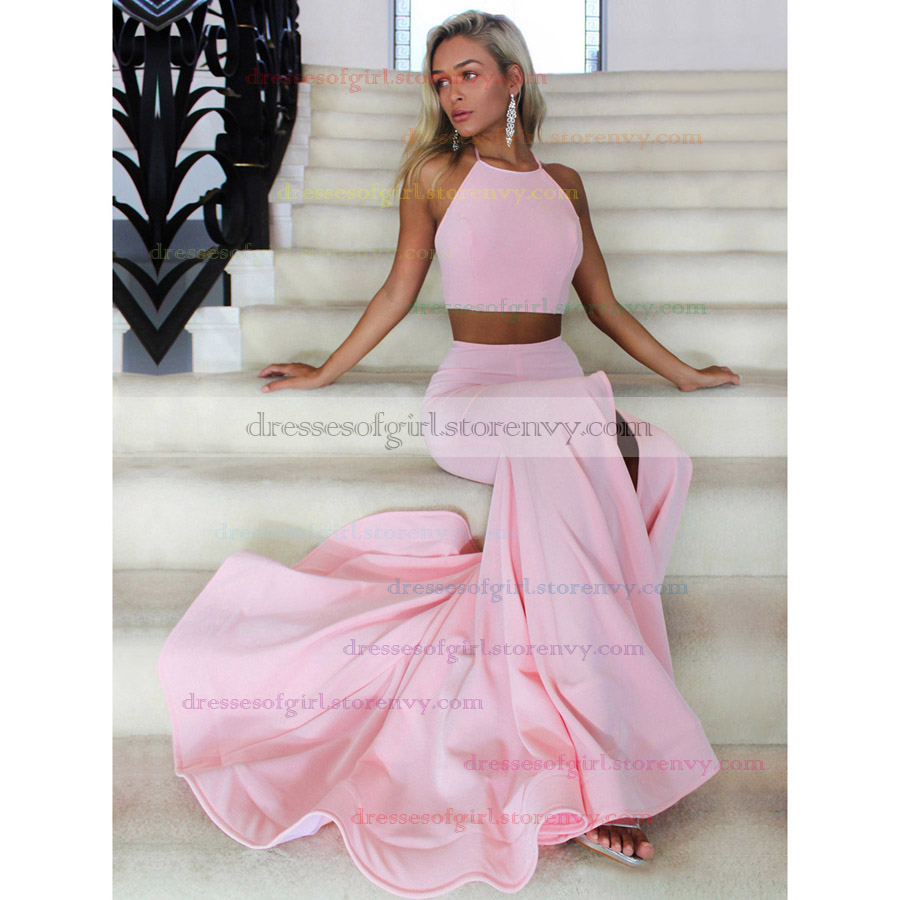 2 piece trumpet prom dress