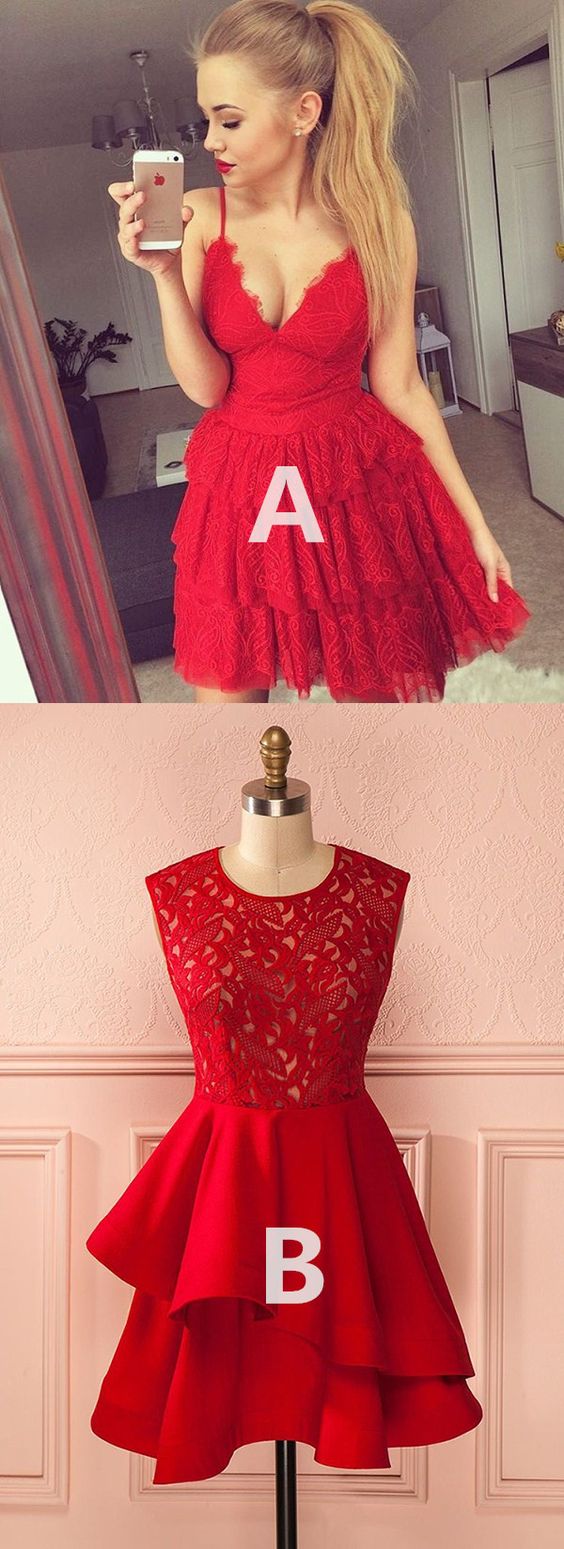 2017 Elegant Short Prom Dress,Red Fashion Party Dress,Chic Party Dress