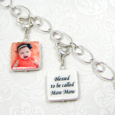 /" Maw Maw/" Heart Dangling Clip on Lobster Claw Clasp Charm