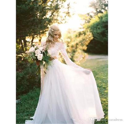 lace top chiffon skirt wedding dress