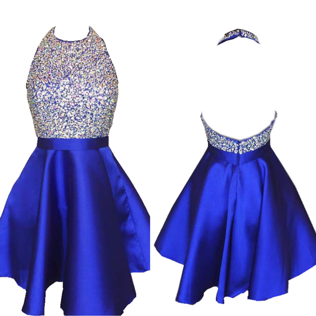 Royal Blue Homecoming Dresses,Halter Homecoming Dresses,Shinny Short ...