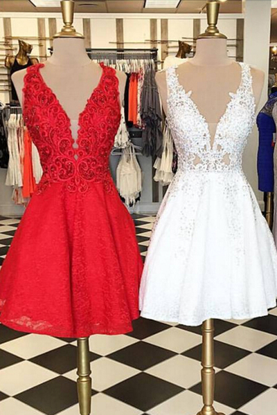 white and red formal dresses