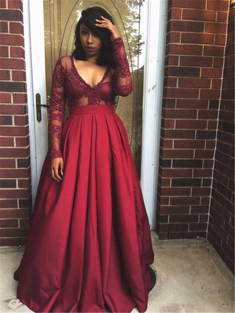 burgundy prom dresses 2017