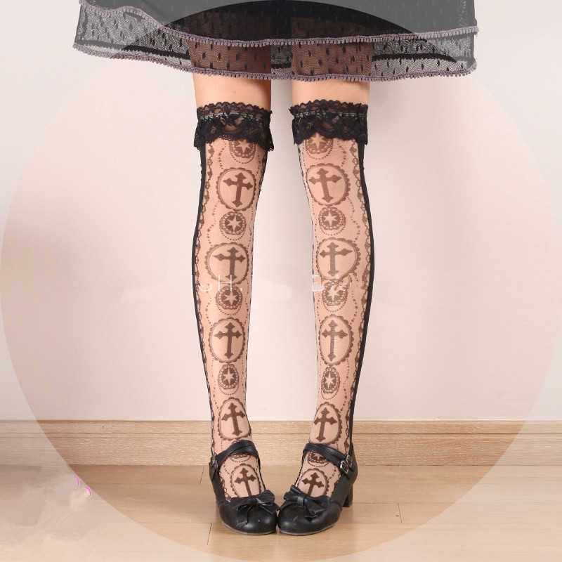 Goth stockings lace Clearance