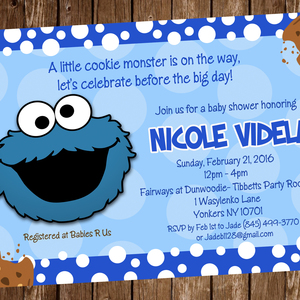 Cookie Monster Baby Shower Invitation Digital Or Printed