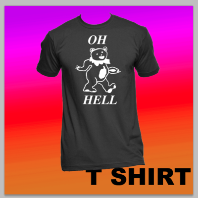 Walking bear: white on black tee