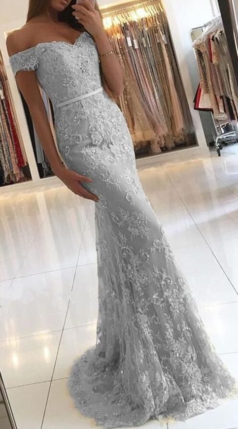 Mermaid Silver Prom Dress 2018,Prom Dresses,Evening Gown
