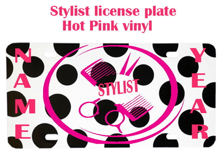 Stylist Custom License Plate Hair Stylist Business Plate Black