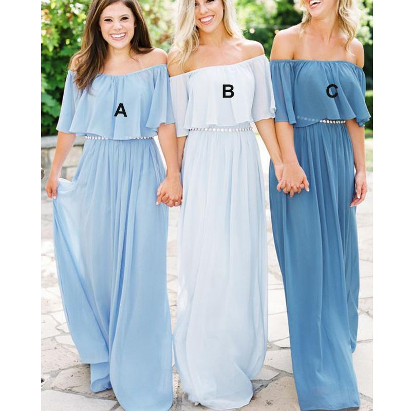 Off Shoulder Chiffon Bridesmaid Dress