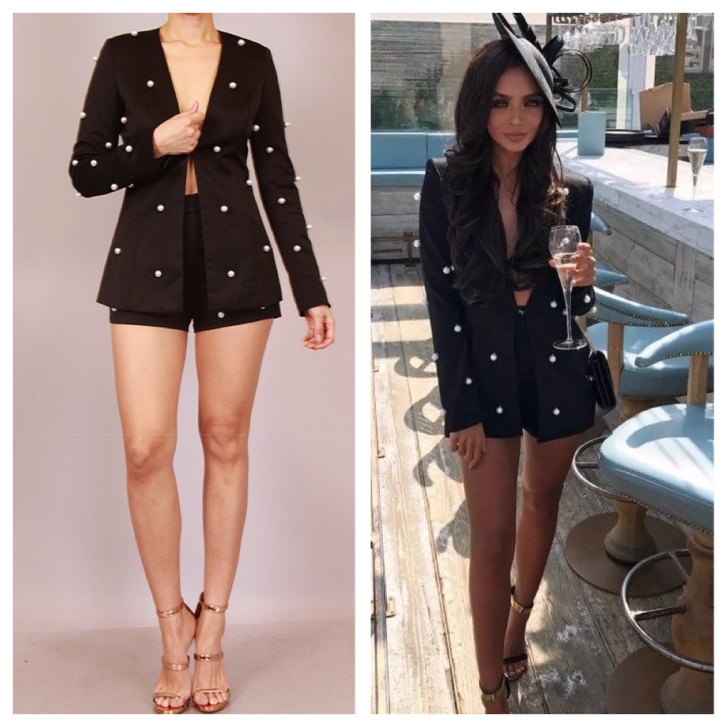 black blazer and short set