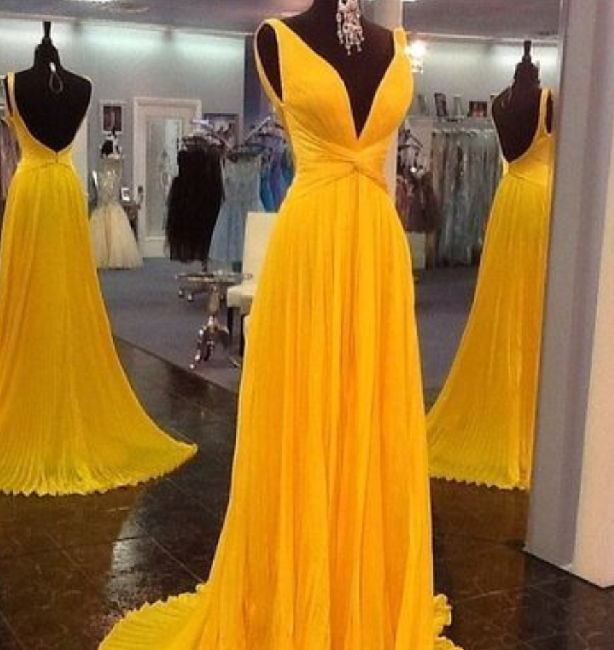 yellow evening gowns